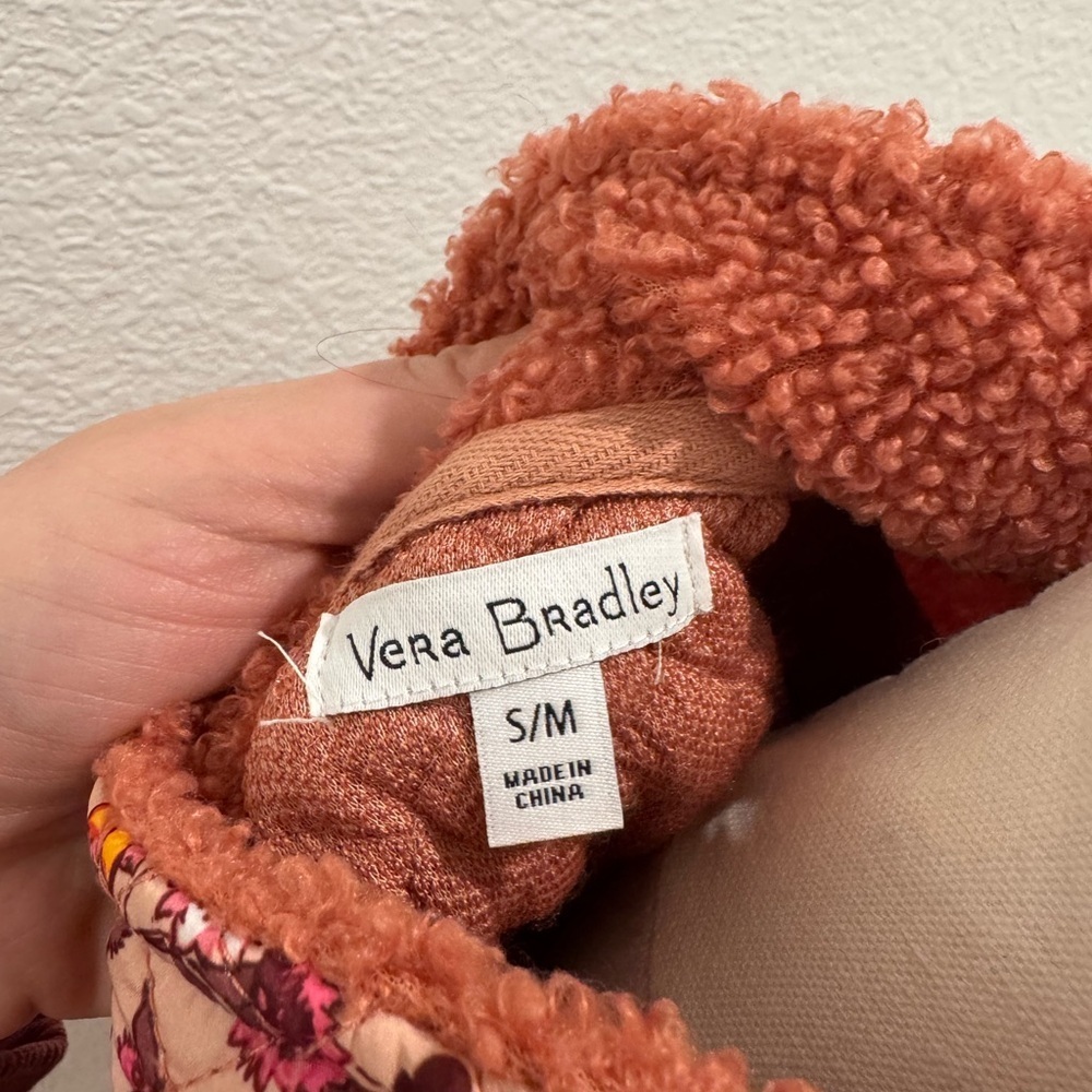 Vera Bradley Pink orange Floral Patterned teddy quarter zip Sherpa size s/m - Picture 4 of 6